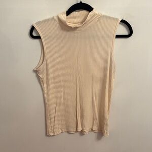 Rachel Zoe Cream Ribbed Tank Top